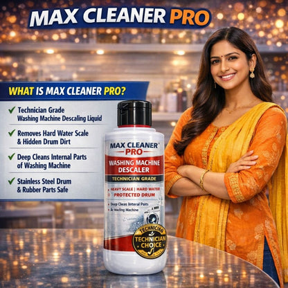 Max Cleaner Pro Advanced Washing Machine Service Liquid | Deep Descaling & Drum Cleaner | Removes Scale, Dirt & Bad Odor